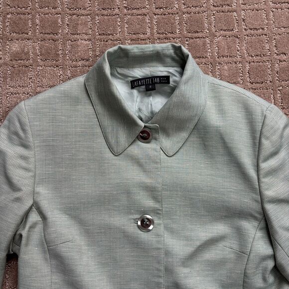 Lafayette 148 Wool Linen Mohair Jacket Women's 8 Light Green Career Profesional - Picture 2 of 7